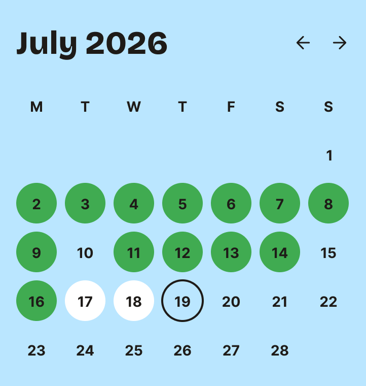 App showing streak freeze